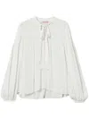 Twinset Sheer Blouse With Bow And Lace Panels In White