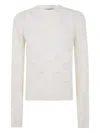 Twinset Twin-set Textured Knit Sweater With Subtle Floral Pattern In White