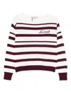 Twinset Striped Embellished-logo Sweater In White