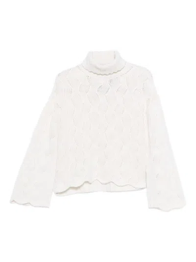 Twinset Cable-knit Turtleneck Sweater In Neutral