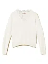 Twinset Angora Blend Sweater With Lace In White