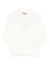 Twinset Brushed-effect Polo Top In White