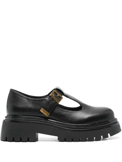 Twinset T-bar Loafers In Black