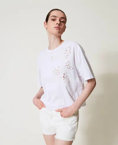 Twinset T-shirt Avec Broderie In White