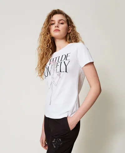 Twinset T-shirt Avec Imprimé Et Logo In White