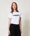 Twinset T-shirt Avec Inscription Siglée Brodée In White