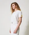 Twinset T-shirt Avec Mousseline Et Roses Imprimées In Neutral
