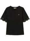 Twinset T-shirt With Lace Sleeves In Black  