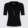 Twinset Fitted Black Short-sleeve Top With Classic Collar In Black