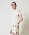 Twinset T-shirt En Maille Avec Feston In White