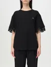 Twinset T-shirt With Lace Sleeves In Black