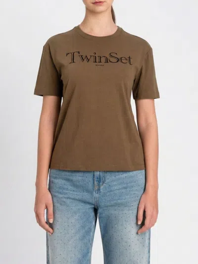 Twinset T-shirt  Woman Color Kaki In Brown