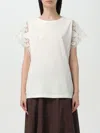 Twinset Lace-detail Short-sleeve Top In White