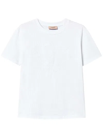 Twinset Twin-set White Cotton Jersey With Embroidery