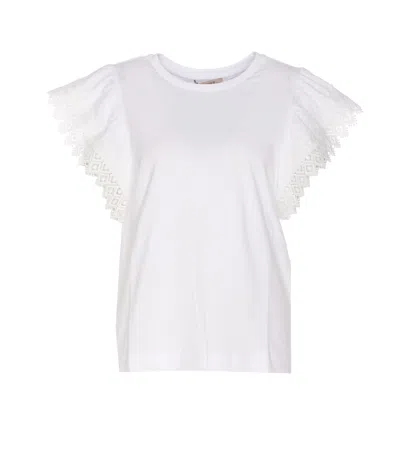 TWINSET T-SHIRT WITH MACRAME SLEEVES TWINSET