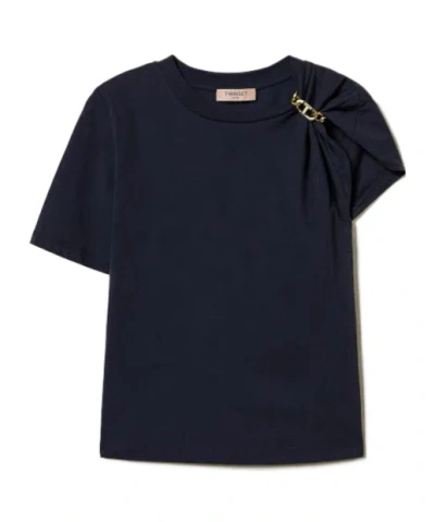 Twinset T-shirt With Oval T-chain In Black