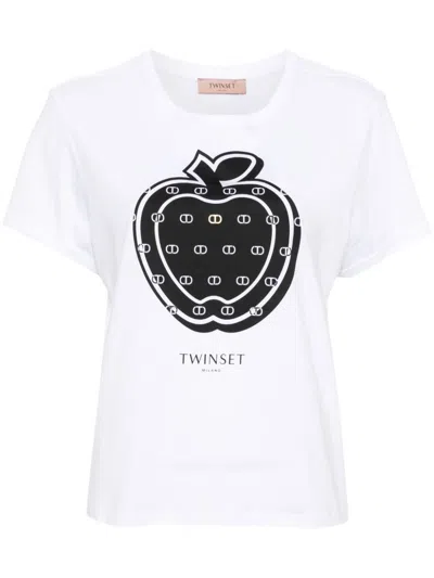 Twinset T-shirt With Print In White