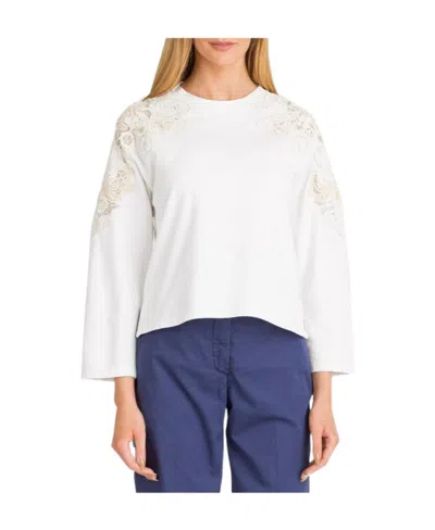 Twinset T-shirt With Round Neck And Long Sleeves In White