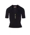 Twinset Fitted Black Short-sleeve Top With Classic Collar In Black