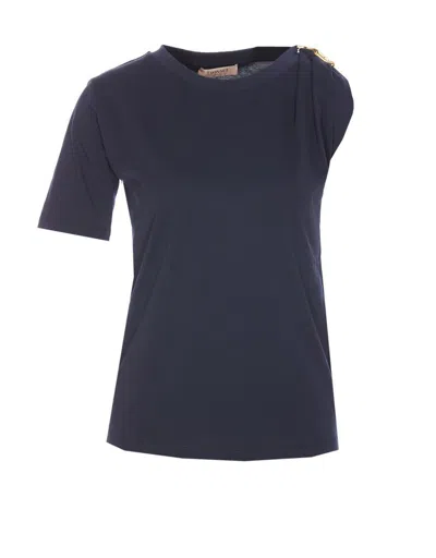 Twinset Asymmetric T-shirt In Navy