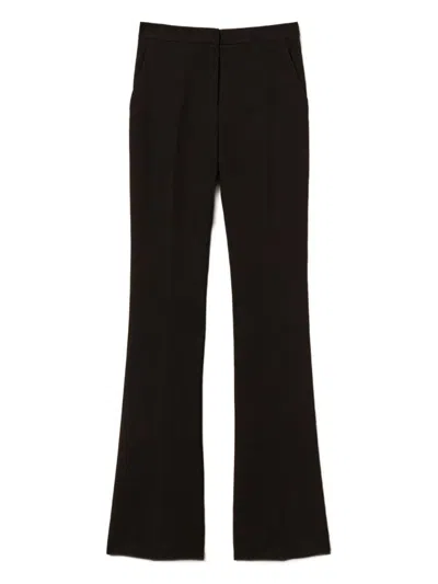 TWINSET TAILORED BLACK TROUSERS WITH FLARED HEM