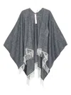 Twinset Fringed Edge Poncho In Gray