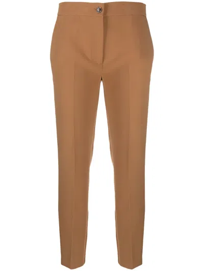 Twinset Tailored Slim-cut Cigarette Trousers In Brown