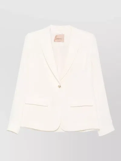 Twinset Tailored Suit Jacket Lightweight Long Sleeves In White