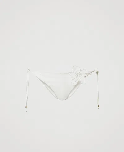 Twinset Tanga De Bain Avec Patchs Floraux In White