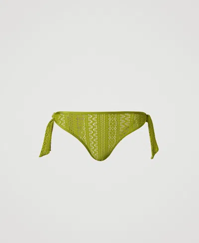Twinset Tanga De Bain Effet Dentelle In Green