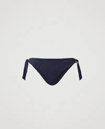 Twinset Tanga De Bain Jacquard Avec Nauds In Blue