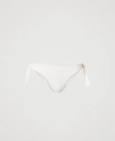 Twinset Tanga De Bain Jacquard Avec Nauds In White