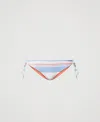 Twinset Striped Bikini Thong Bottoms In Blue