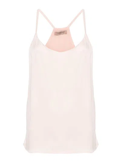 Twinset Sleeveless Satin Top In Pink