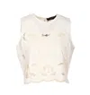 Twinset Embroidered Crew Neck Vest In White