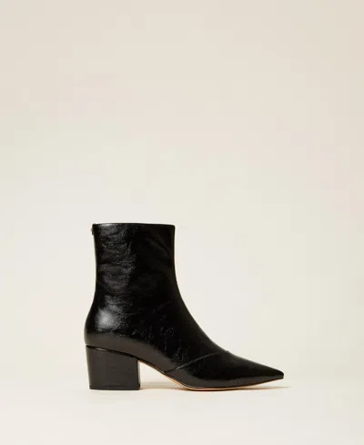 Twinset Tapered Toe Ankle Boots In Black