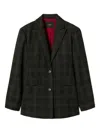 Twinset Tartan Knot-detail Buttons Blazer In Gray