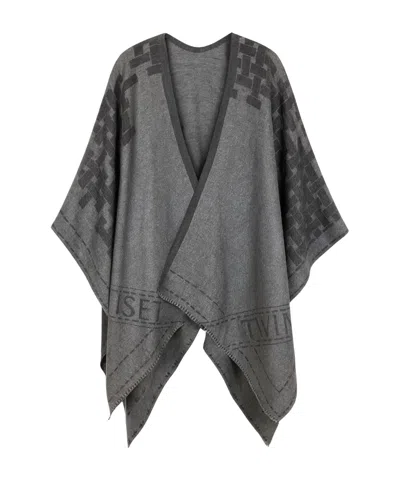 Twinset Tassel Cape In Gray
