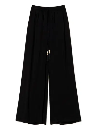 Twinset Tassel-embellished Palazzo Pants In Black