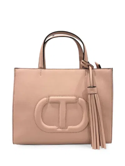 Twinset Tassel-detail Logo-embossed Shoulder Bag In Pink