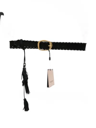 Twinset Tassel-detail Whipstitch-trim Belt In Black