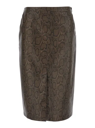 Twinset Tech Fabric Python Print Straight-hem Skirt For Women In Animal Print