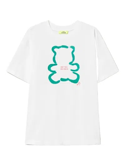 Twinset Teddy-print Cotton T-shirt In White