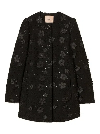 Twinset Polyester Coats In Black