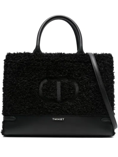 Twinset Textured Black Handbag