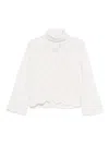 Twinset Textured Cable Knit Sweater With High Turtleneck In White