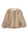 Twinset Textured Casual Jacket With Feather-like Appearance In Gold