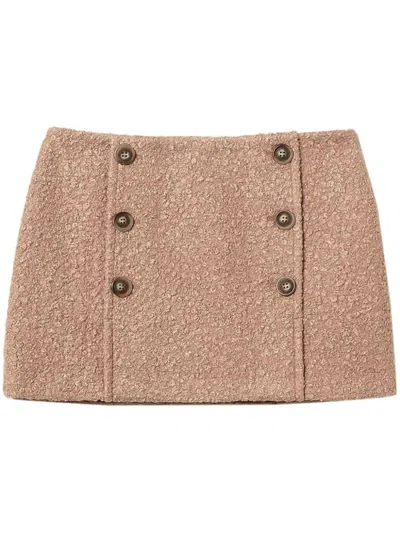 Twinset Textured-finish Mini Skirt In 褐色