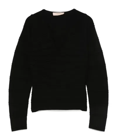 Twinset Textured Knit Sweater In Black