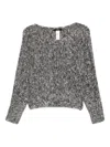 Twinset Textured Knit Sweater With Marled Effect In Gray